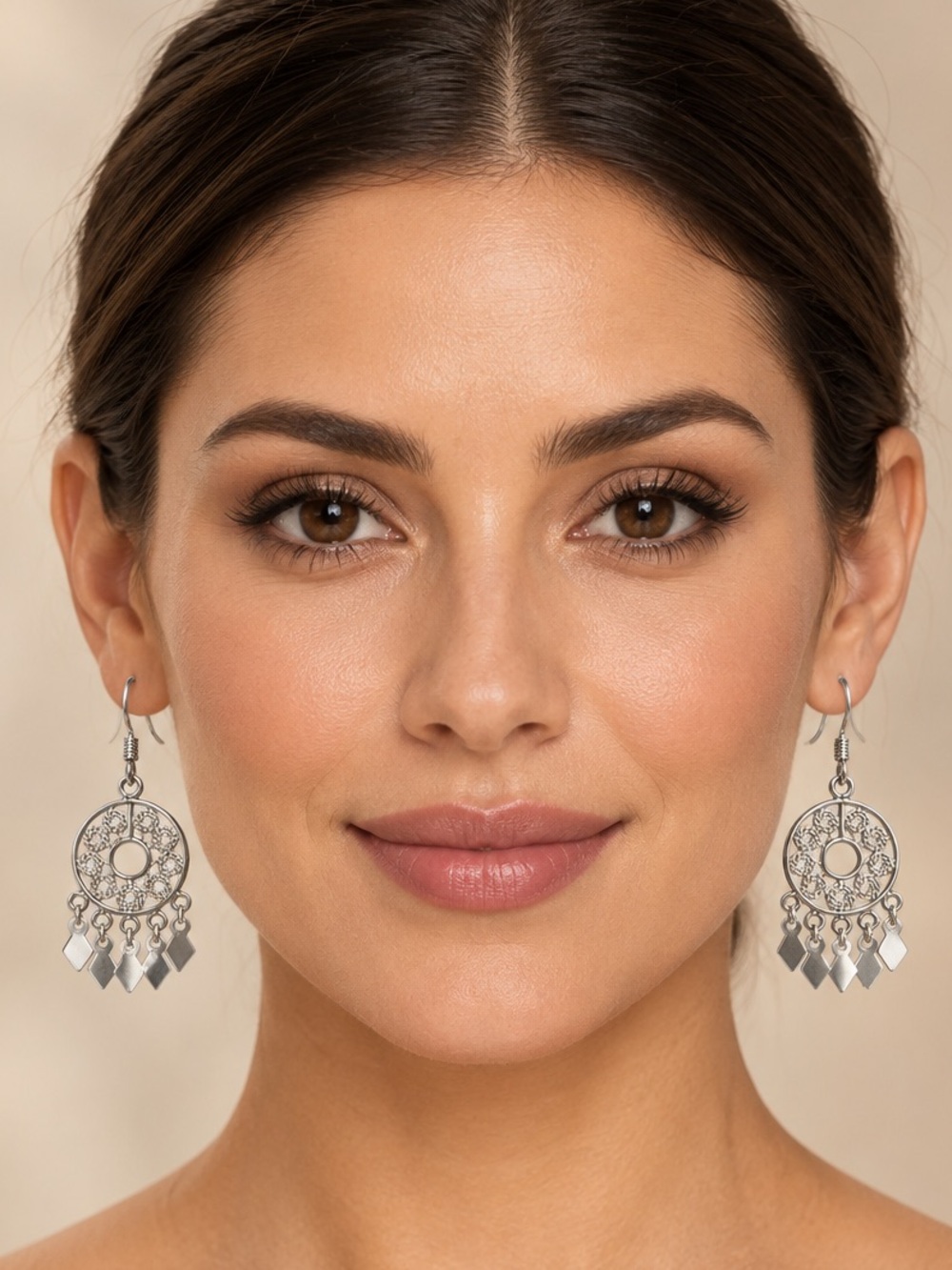 Ethnic Sterling Silver Filigree Circle Earrings